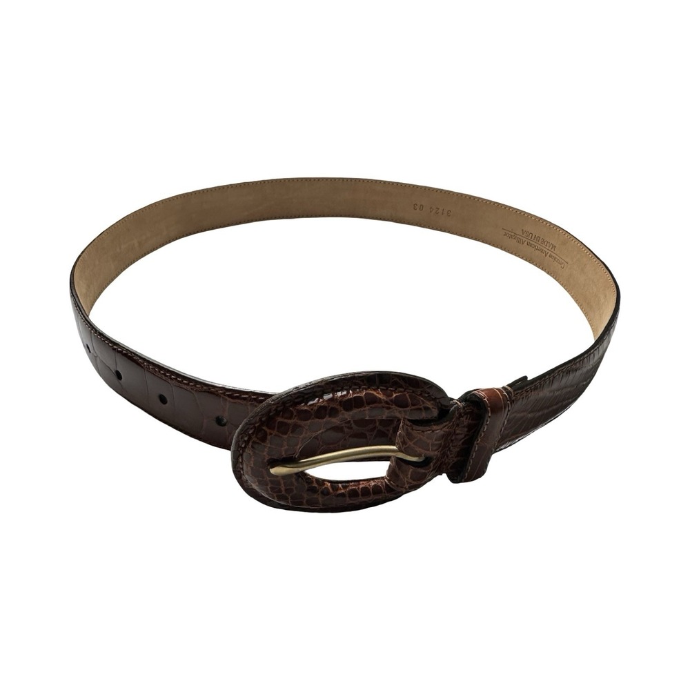 Bespoke Brown Genuine American Alligator Belt Womens 1 Inch Width Made in USA S